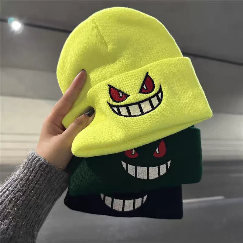Mischievous Cartoon Character Face Knitted Beenies