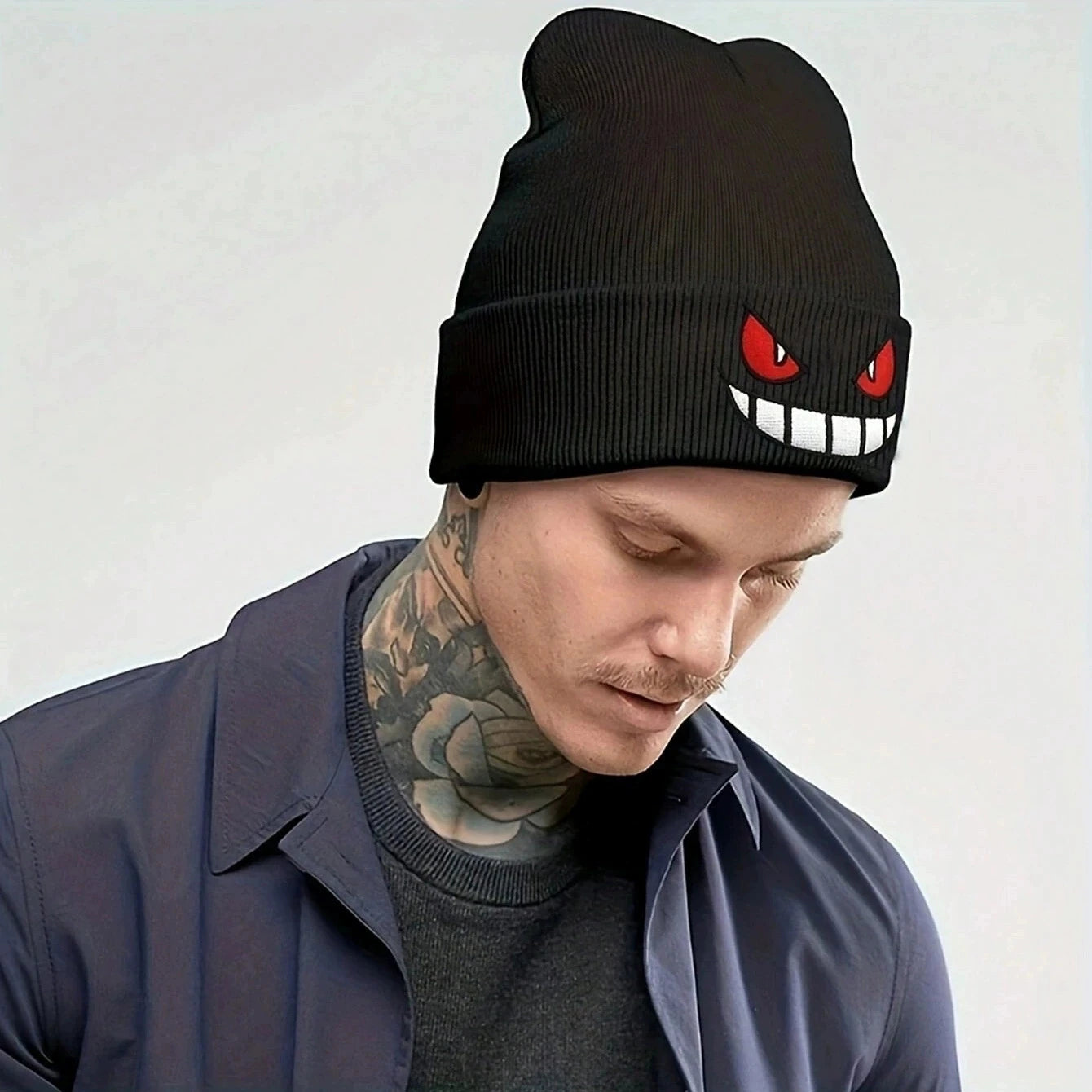 Mischievous Cartoon Character Face Knitted Beenies