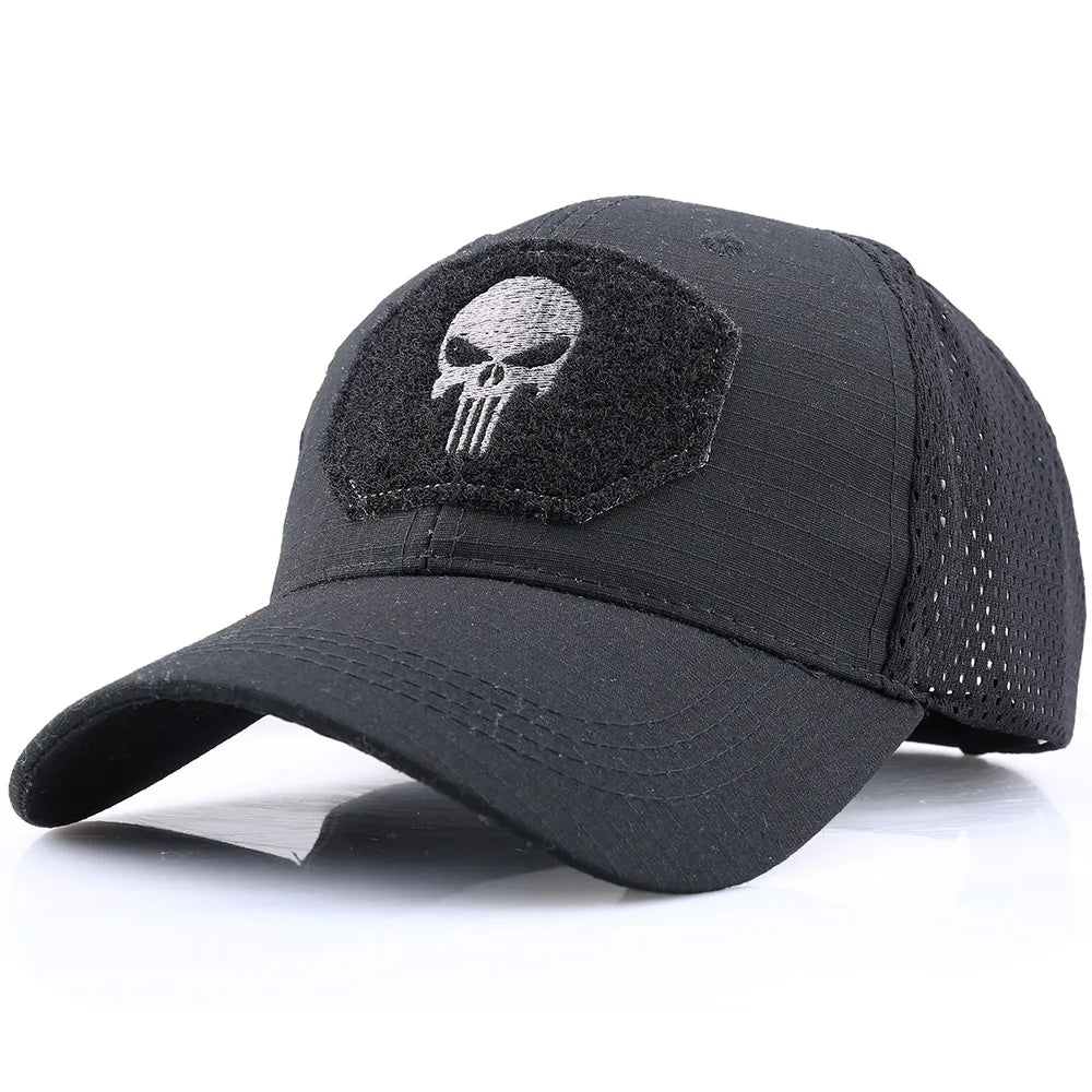 Punisher Themed Camouflage Baseball Caps