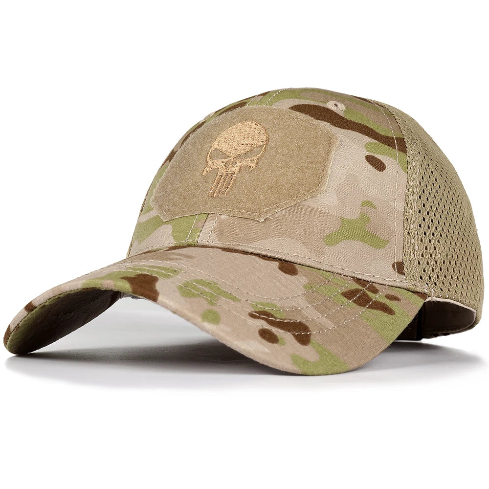 Punisher Themed Camouflage Baseball Caps