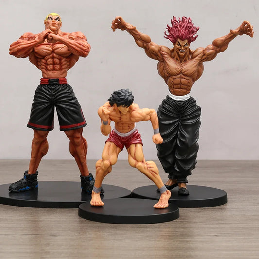 Baki Anime Yujiro, Jack, Baki Hanma, and Kaoru Hanayama Action Statues