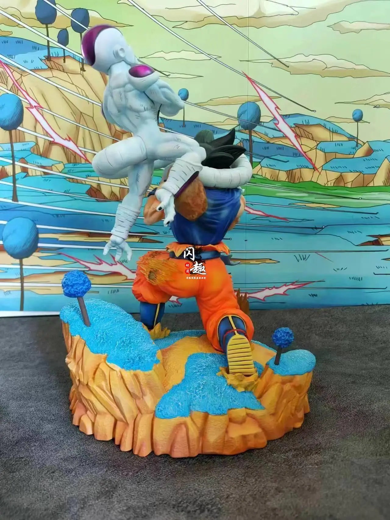 Dragon Ball Z Inspired Goku Biting Frieza's Tail Action Statue