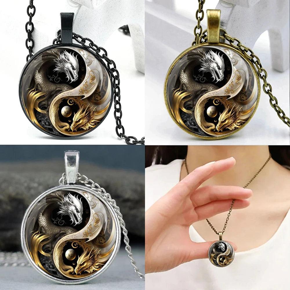 Yin and Yang Dragon Fashion Necklace