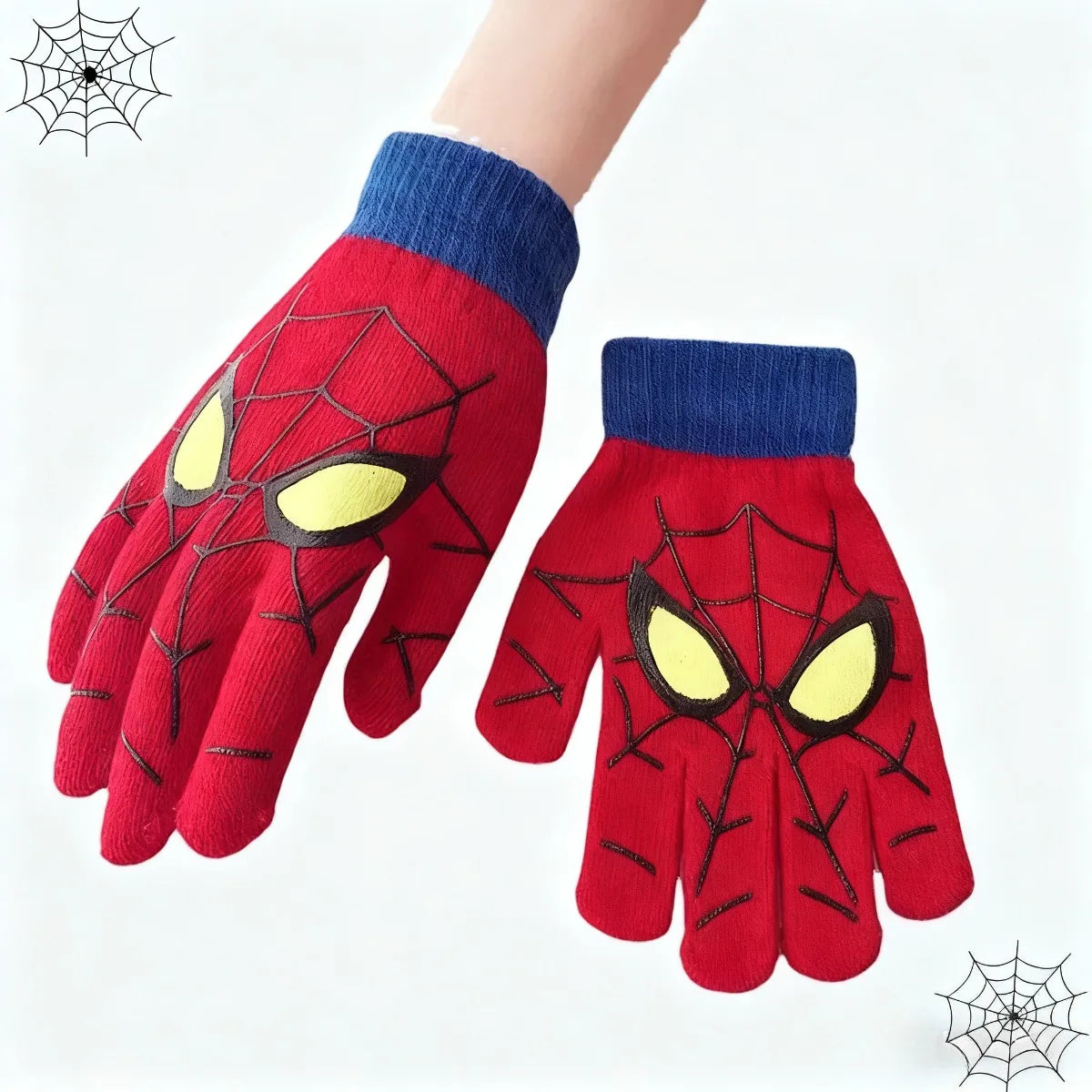 Spiderman Themed Winter Knitted Kids Gloves