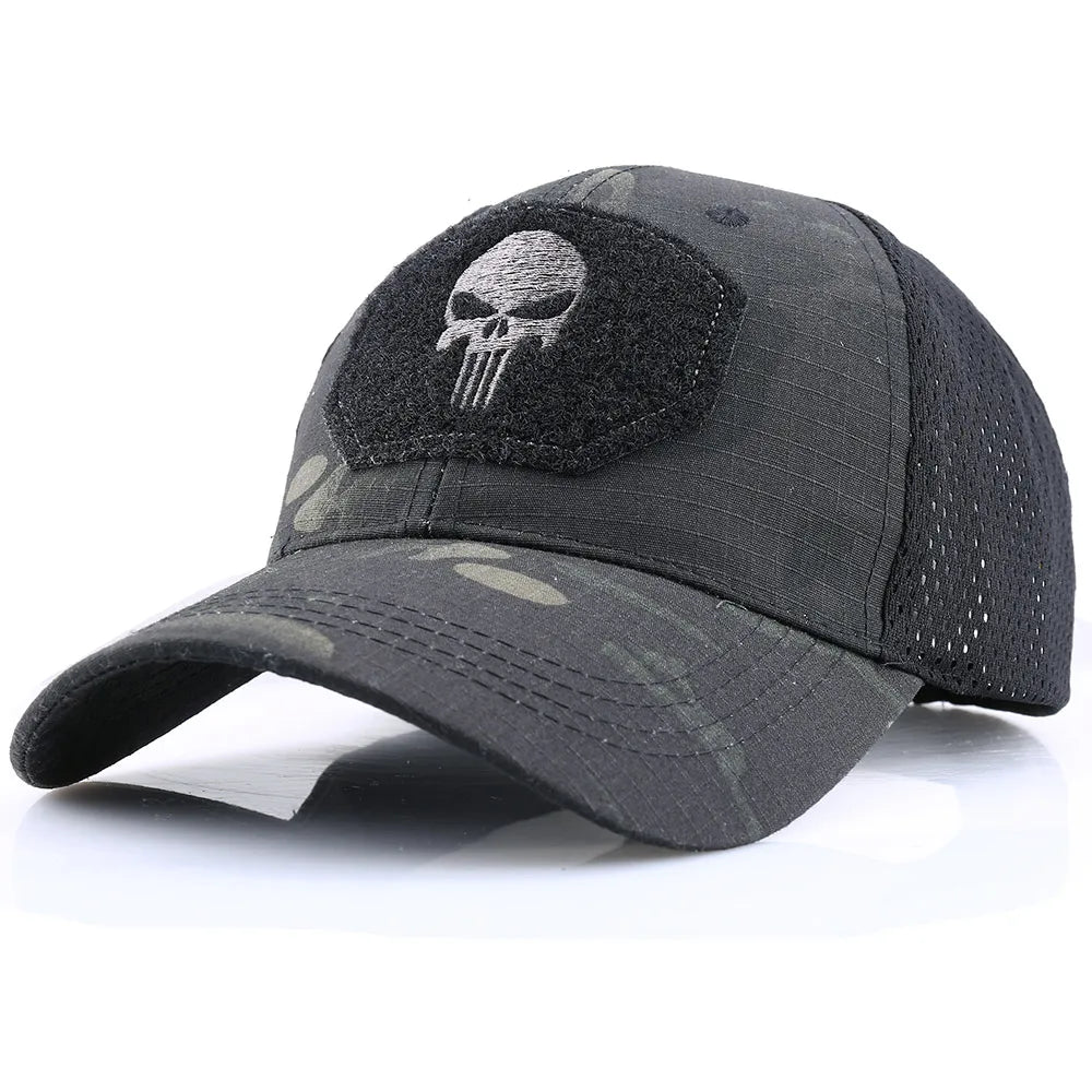 Punisher Themed Camouflage Baseball Caps