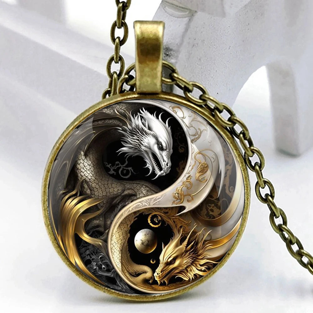 Yin and Yang Dragon Fashion Necklace