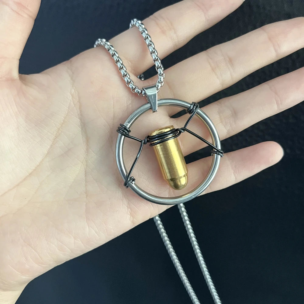 Cyberpunk Themed Metal Retro Bullet Pendant Necklace