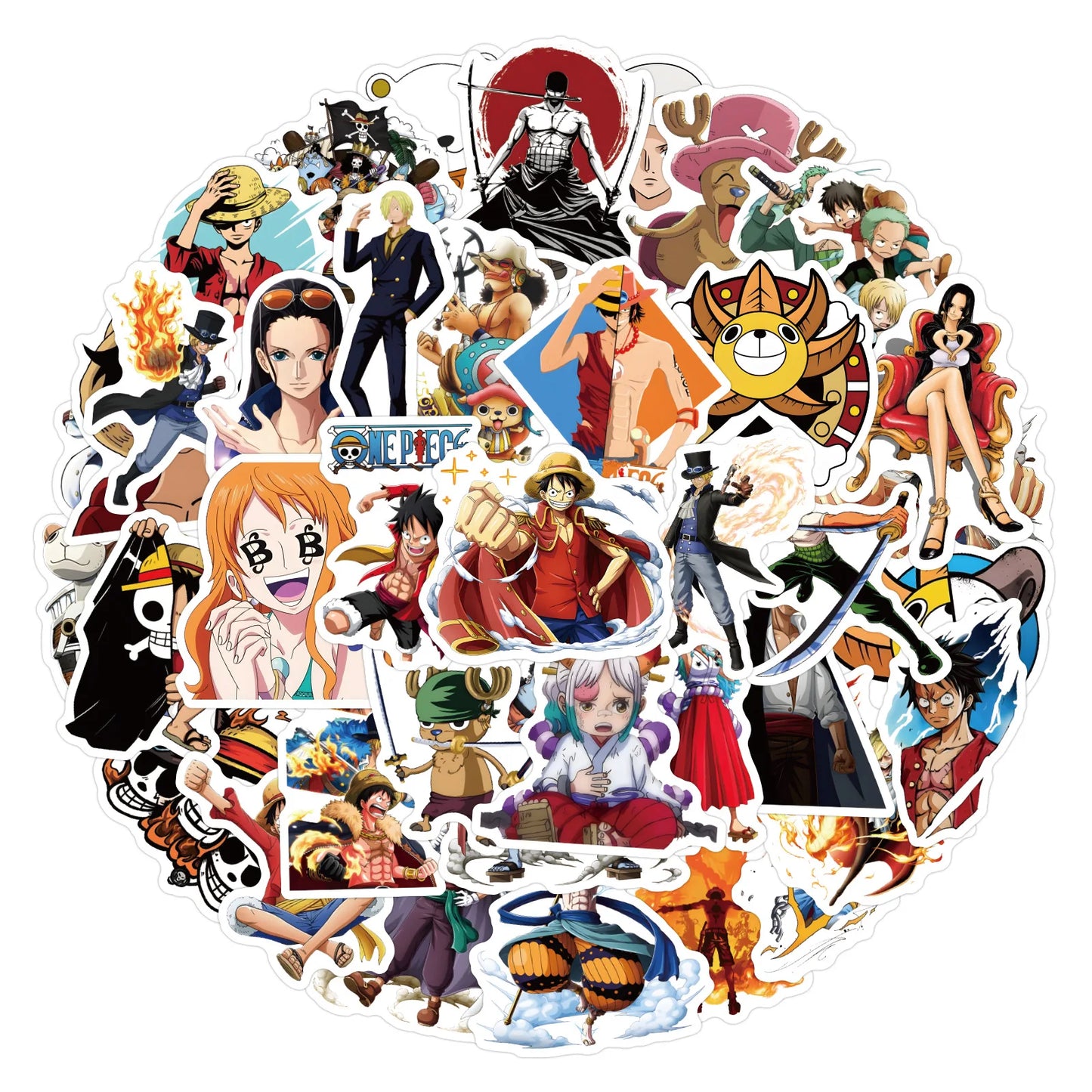 50 Sticker One Piece Themed Varied Character Anime Stickers