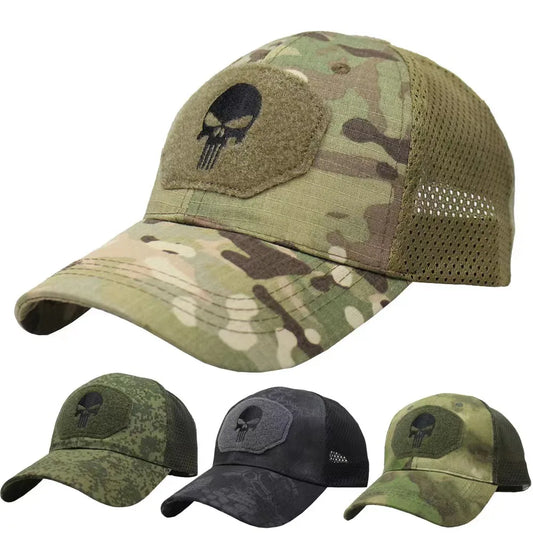 Punisher Themed Camouflage Baseball Caps